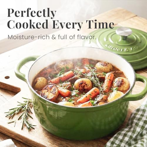 Okra green round enameled cast iron pot — photo 3