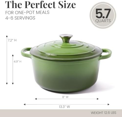 Okra green round enameled cast iron pot — photo 4