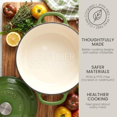 Okra green round enameled cast iron pot — photo 5