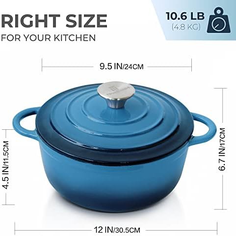 Blue enameled pot with self-basting lid — photo 3