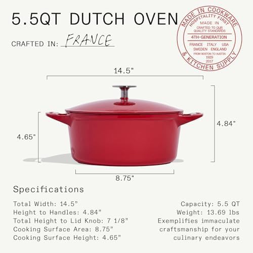 Red enameled cast iron french dutch oven — photo 3