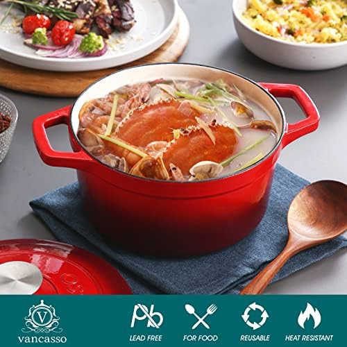 Red enameled cast iron three quart braising pan — photo 3