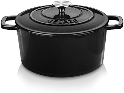Black enameled cast iron 6 qt pot