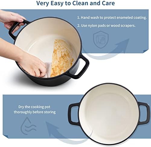 Black enameled cast iron 6 qt pot — photo 5