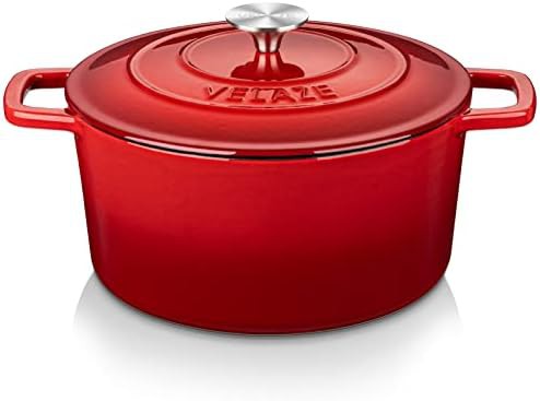 Red enameled cast iron 6 qt pot