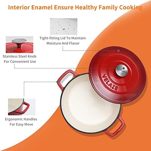 Red enameled cast iron 6 qt pot — photo 3
