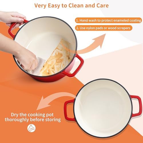 Red enameled cast iron 6 qt pot — photo 4