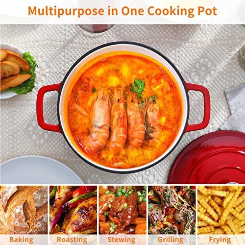 Red enameled cast iron 6 qt pot — photo 5