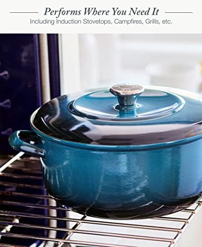 Large Aegean teal round iron casserole — photo 3