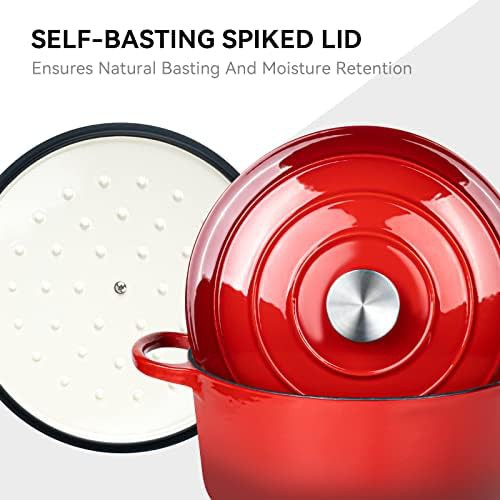 Red enameled 6 quart Dutch oven — photo 3