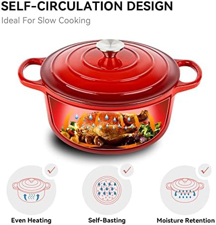 Red enameled 6 quart Dutch oven — photo 4