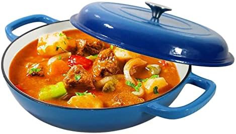 Blue 3.8 quart enameled braiser pot