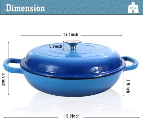 Blue 3.8 quart enameled braiser pot — photo 3