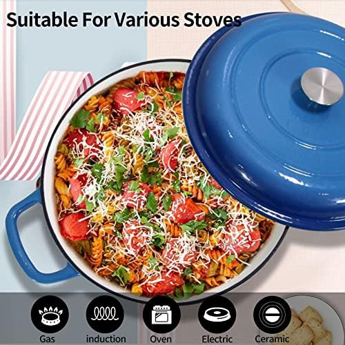 Blue 3.8 quart enameled braiser pot — photo 4