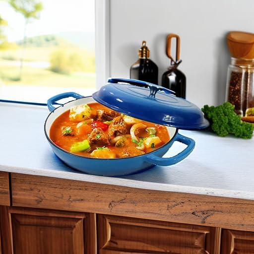 Blue 3.8 quart enameled braiser pot — photo 5