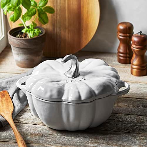 White pumpkin shaped cast iron dutch oven — photo 5