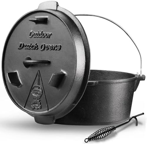 Large nine quart preseasoned camping pot