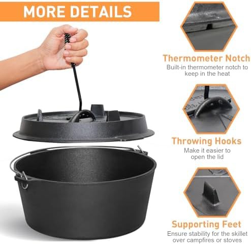 Large nine quart preseasoned camping pot — photo 3
