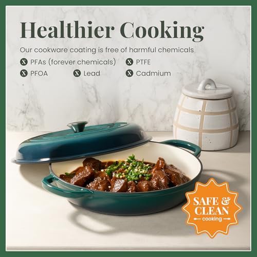 Bondi blue shallow enameled braiser pan — photo 3