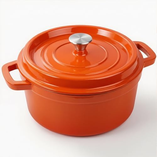 Orange enameled 6.5 quart Dutch oven