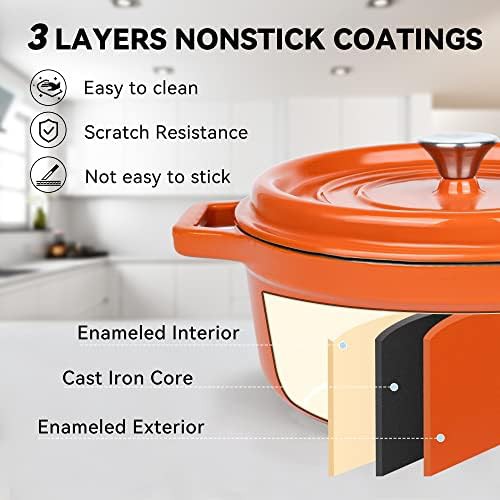 Orange enameled 6.5 quart Dutch oven — photo 3