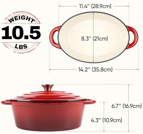 Red Oval Enameled Cast Iron Baking Dish — photo 3