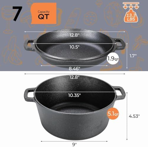 Round five quart pot with skillet lid — photo 5