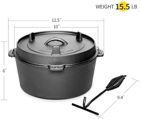 6 quart pre seasoned camping pot with tripod — photo 3