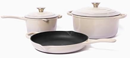 Stone gray enameled cast iron cookware set