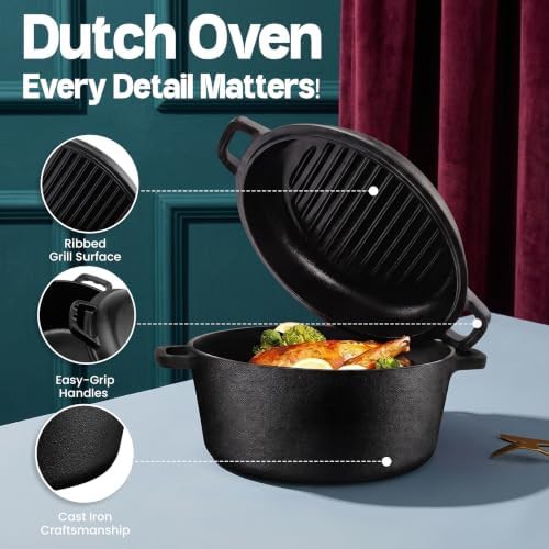 Pre-seasoned cast iron 5 quart dutch oven — photo 3