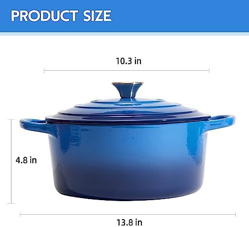 Blue enameled cast iron round 6 quart — photo 5