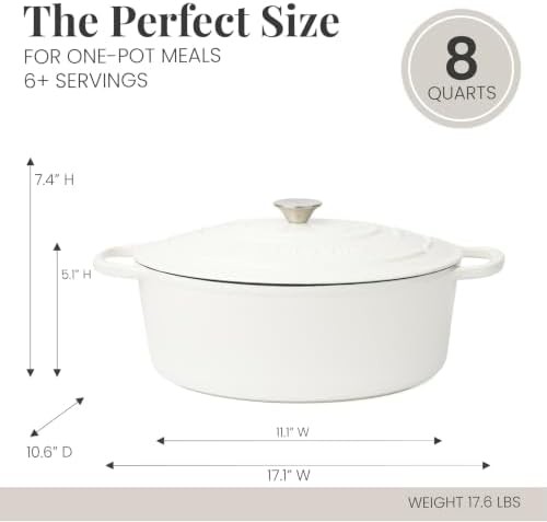 Large white oval enameled cast iron pot — photo 4