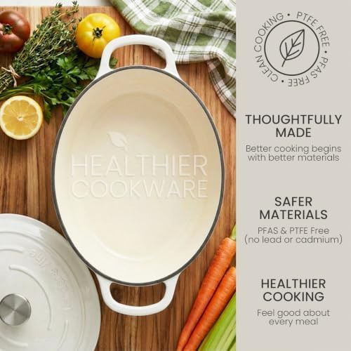 Large white oval enameled cast iron pot — photo 5