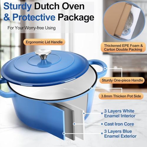 Blue enameled cast iron 6 quart pot — photo 3