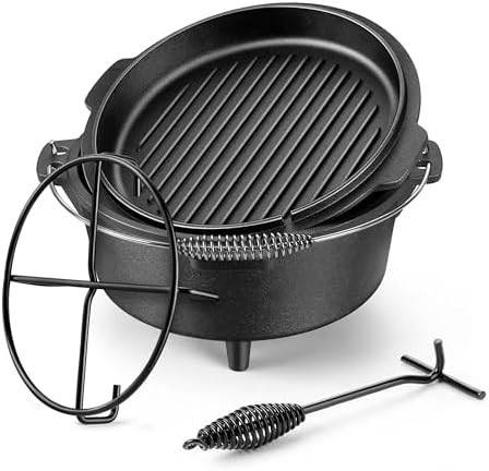 Seven quart camping pot with lid lifter