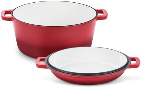 TeamFar red pre-seasoned 5qt dutch oven