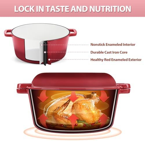 TeamFar red pre-seasoned 5qt dutch oven — photo 3