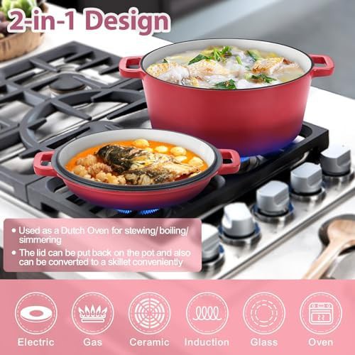 TeamFar red pre-seasoned 5qt dutch oven — photo 4