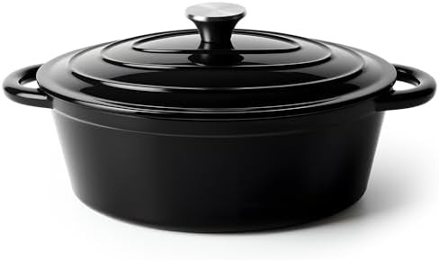 Black Oval Enameled Cast Iron Casserole