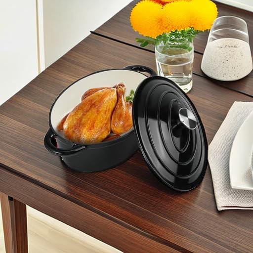 Black Oval Enameled Cast Iron Casserole — photo 5