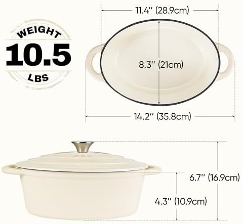 Beige Oval Enameled Cast Iron Bread Pot — photo 3