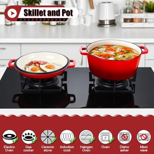 Red pre-seasoned two in one 5 quart — photo 3