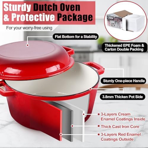 Red pre-seasoned two in one 5 quart — photo 4