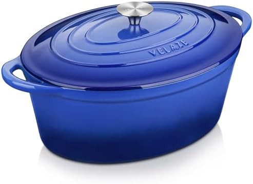 Blue oval enameled cast iron 7.5 qt pot