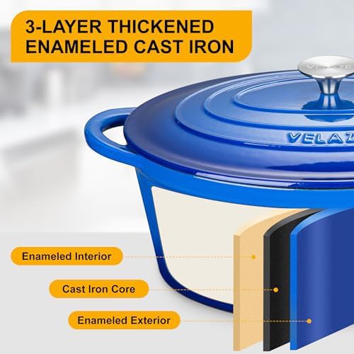 Blue oval enameled cast iron 7.5 qt pot — photo 4