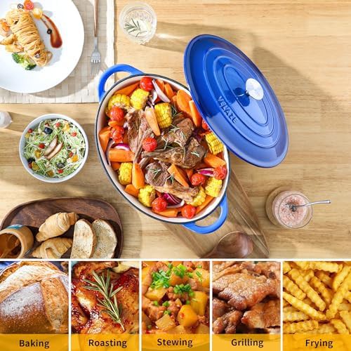 Blue oval enameled cast iron 7.5 qt pot — photo 5