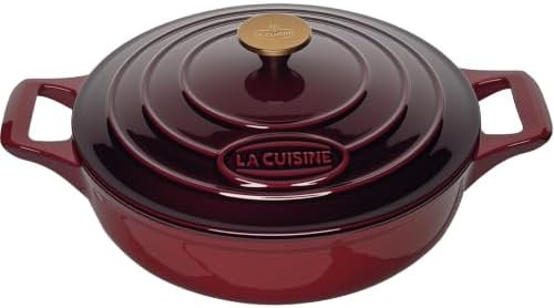 Cranberry enameled cast iron braiser