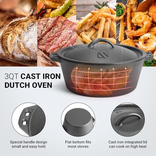 Round pre seasoned cast iron 3 quart — photo 3