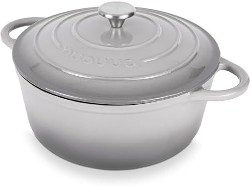 Grey enameled cast iron 6.4 quart pot