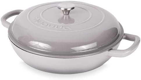 Grey shallow cast iron 5 quart pot